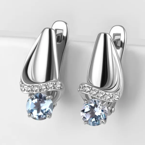 Серьги из серебра с топазами и фианитами — арт. 000-387201