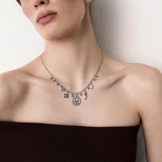 Серебристое колье с кристаллами CHAKRA Brosway Poison Drop — модель kwzpmb5 — фото 2