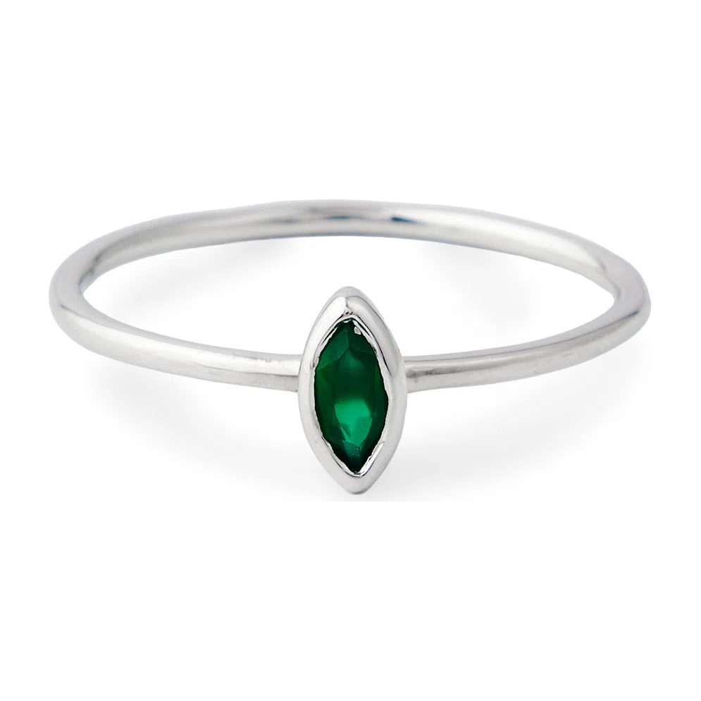 Серебряное кольцо с зелёным ониксом в форме ромба Wisteria Gems Poison Drop — модель z01hf5w