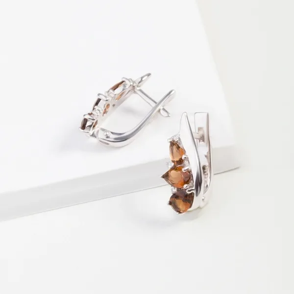 Серьги из серебра с кварцем и фианитами — арт. 000-324265