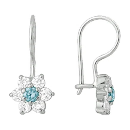 Серьги детские из серебра с фианитами