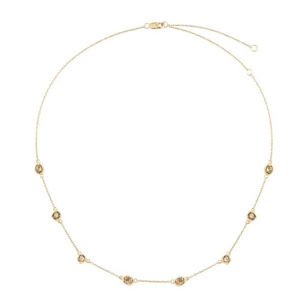 Тонкое золотое колье Way of life с бриллиантами Kintsugi Jewelry Poison Drop — модель risjjka — фото 2