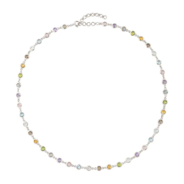 Серебряное колье с миксом камней — модель v4wt7hw