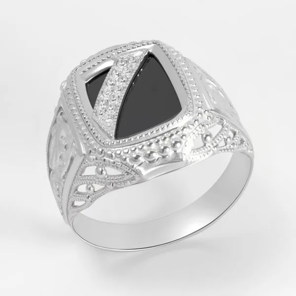 Печатка из серебра с фианитами — арт. 000-375095