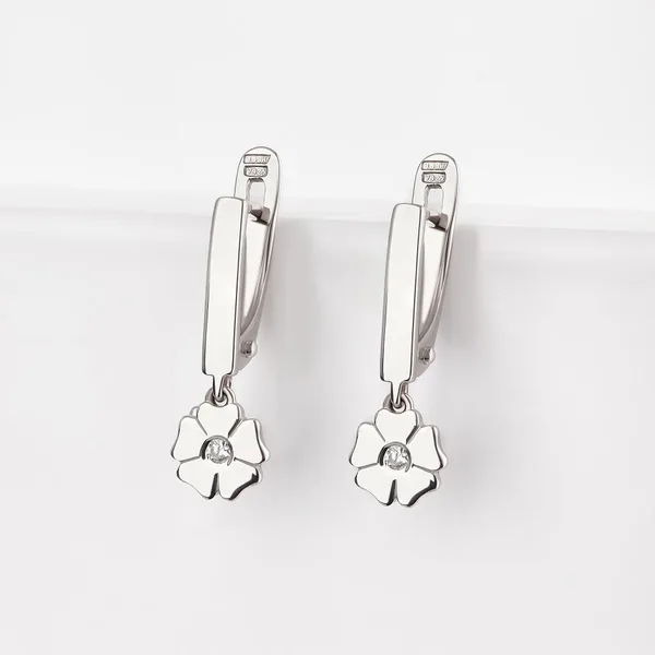 Серьги детские из серебра с фианитами — арт. 000-351393
