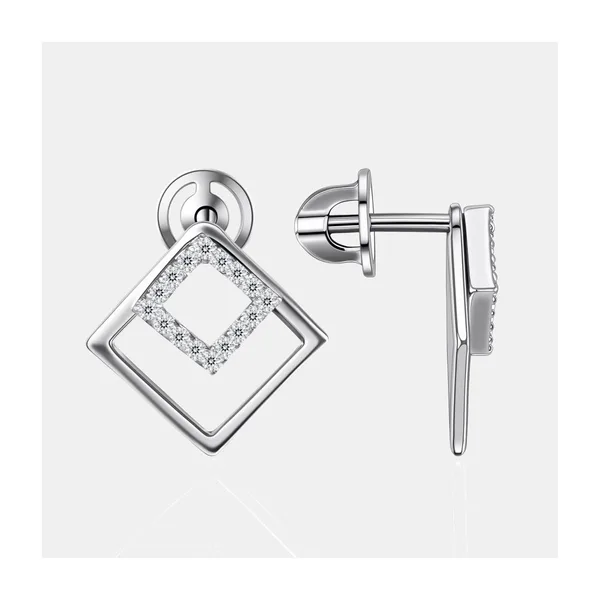 Серьги гвоздики из серебра с фианитами — арт. 000-399578