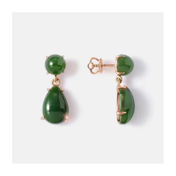 Серебряные серьги с нефритами — арт. 10522-006165