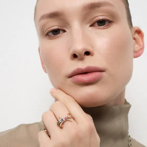 Кольцо из золота с бриллиантами и сапфирами Adelya Jewellery Poison Drop — модель fr32ggy — фото 2