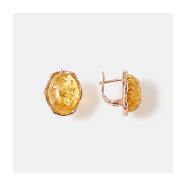 Серебряные серьги с янтарем — арт. 10522-005245