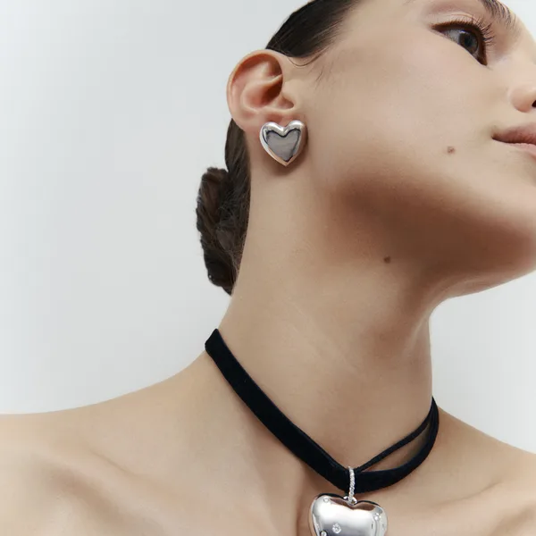 Серьги-пусеты дутые сердца — модель 1z62m8d