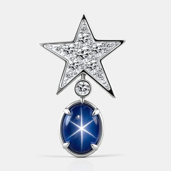 Подвеска из серебра 925 пробы с синтетическим камнем и сапфирами — арт. 000-405962