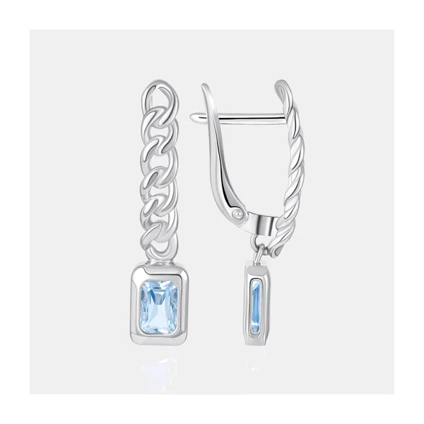 Серьги подвесные из серебра с топазами — арт. 000-399658