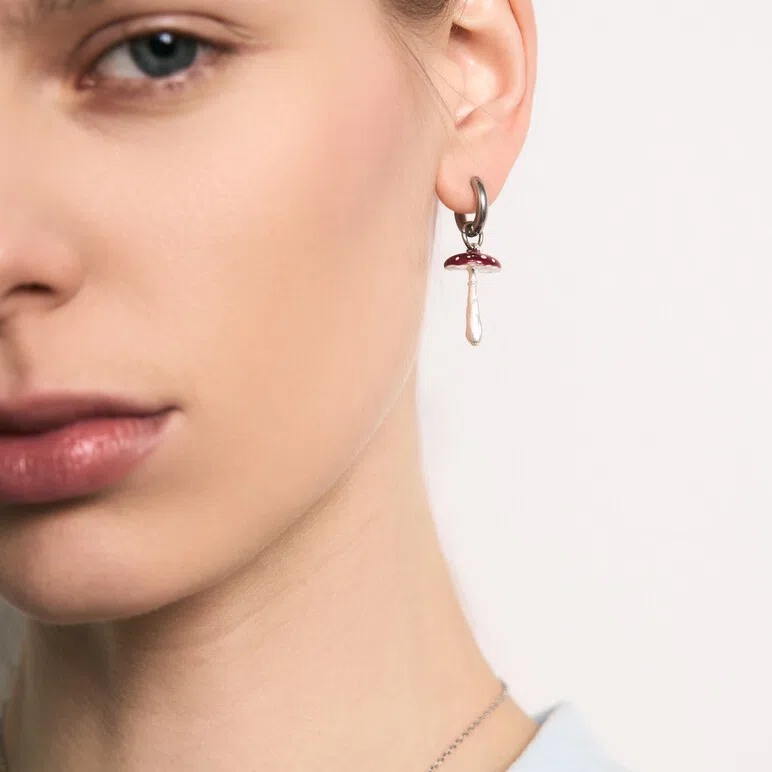 Моносерьга с подвеской «Мухомор» Drops_in_box Poison Drop — модель bhr61vx — фото 3