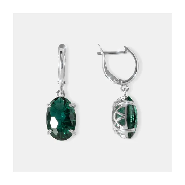 Серебряные серьги с празиолитами — арт. 10522-005961