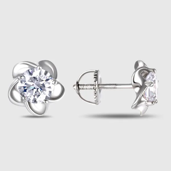 Серьги гвоздики из серебра с фианитами — арт. 000-399380