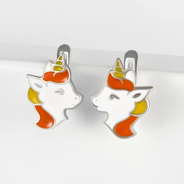 Серьги детские из серебра с эмалью — арт. 000-359389