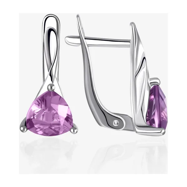 Серьги из серебра с кристаллами аметистами — арт. 000-402102