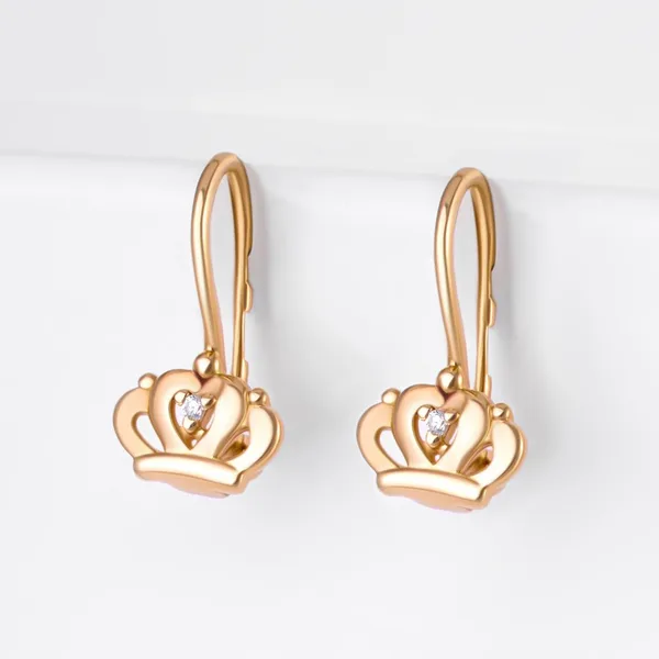 Серьги детские из красного золота с фианитами — арт. 000-307920