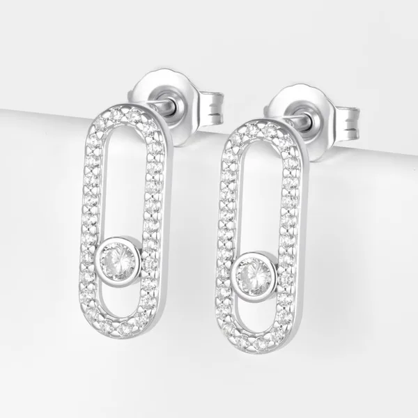 Серьги гвоздики из серебра с фианитами — арт. 000-397220