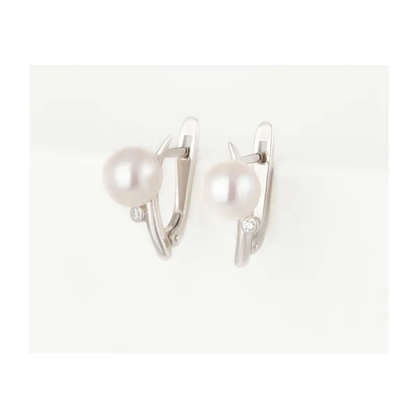 Серьги из серебра с жемчугом и фианитами — арт. 000-365546