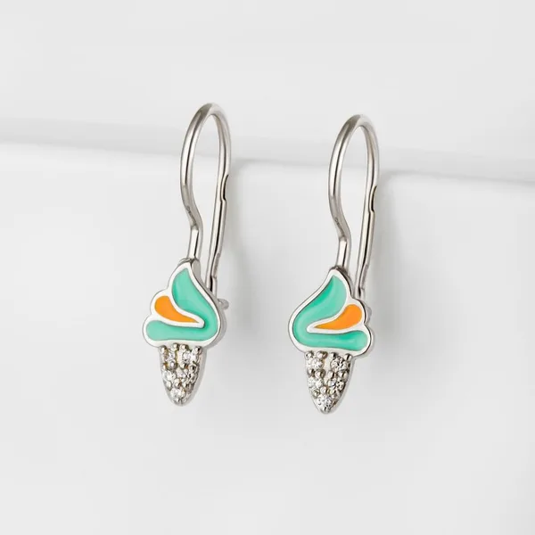 Серьги детские из серебра с фианитами и эмалью — арт. 000-284059