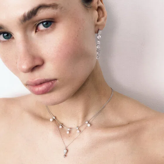 Колье из серебра с культивированным жемчугом и фианитами AZZURRA ROSATO Poison Drop — модель tr15gei