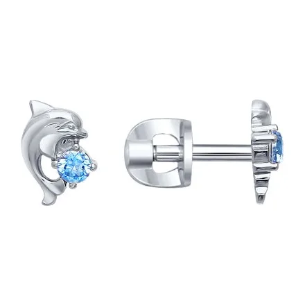 Серьги детские из серебра с фианитами — арт. 000-353616