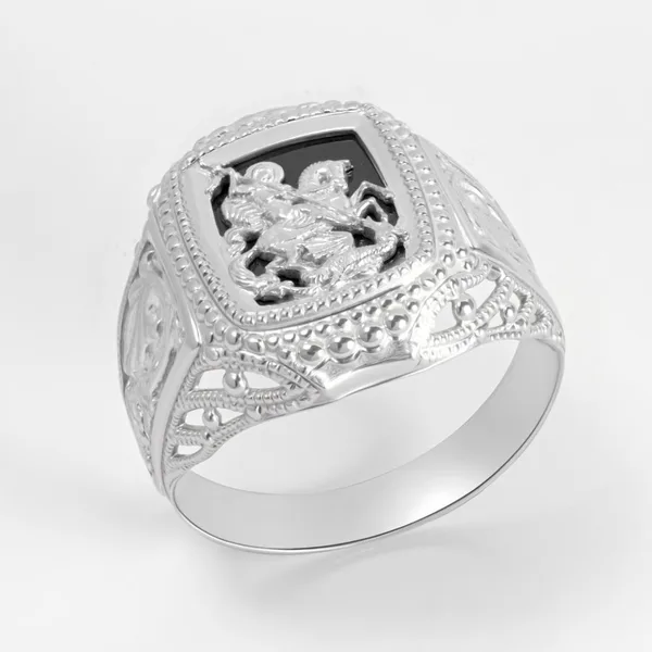 Печатка из серебра с фианитом — арт. 000-375123
