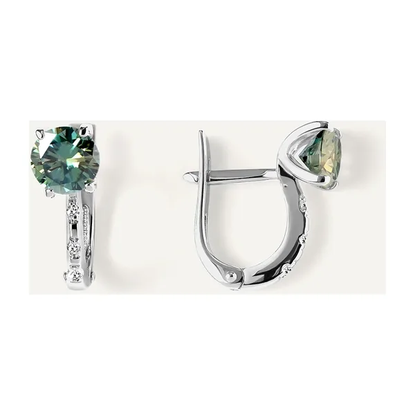 Серебряные серьги с муассанитами Параиба — арт. 10523-000381