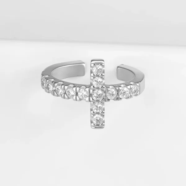 Серьги полупара из серебра с фианитами — арт. 000-395096