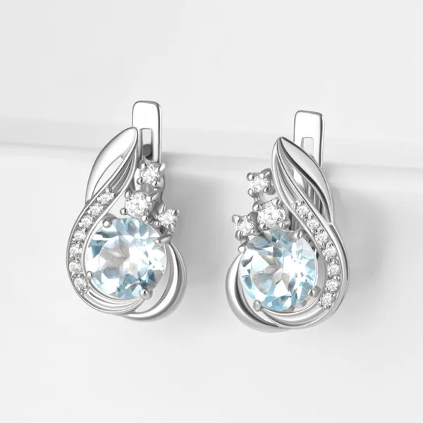 Серьги из серебра с топазами и фианитами — арт. 000-386062