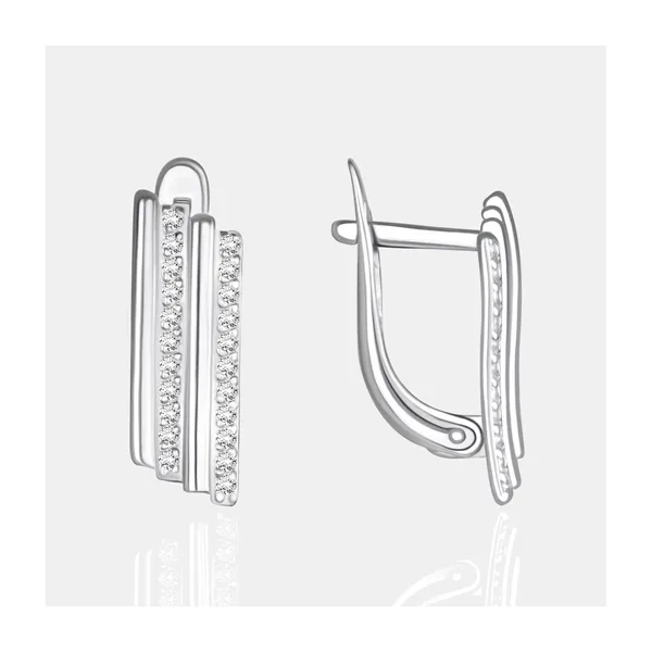 Серьги из серебра с фианитами — арт. 000-401392