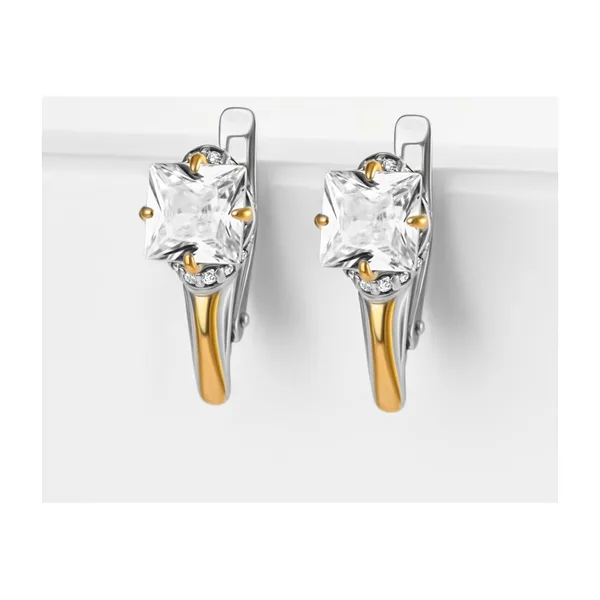 Серьги из серебра с фианитами — арт. 000-377189