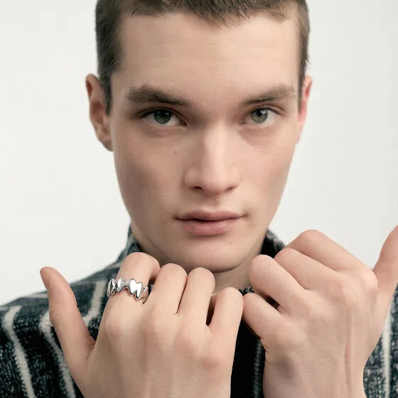 Серебристое кольцо Tabua Men из кобальта Sevenworlds Poison Drop — модель icmb2rt — фото 2