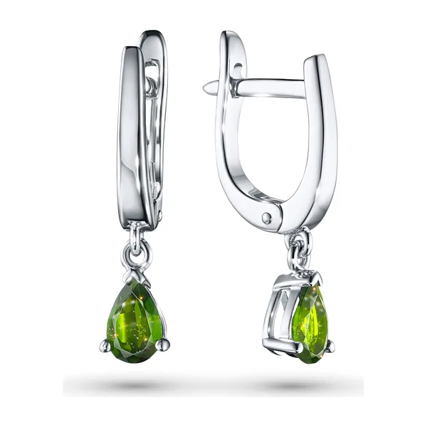 Серьги из серебра с хромдиопсидами