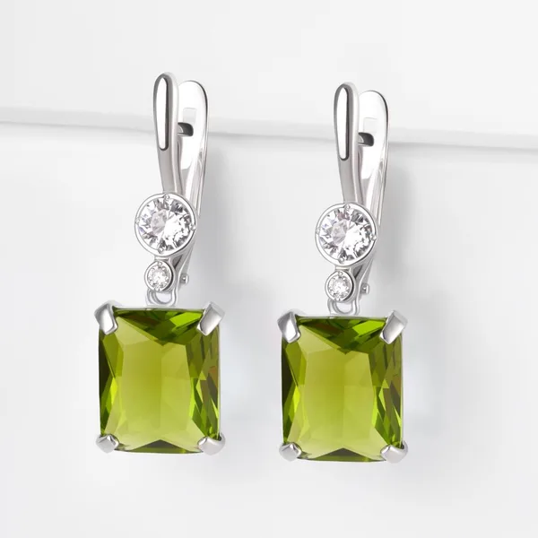 Серьги из серебра 925 пробы с синтетическими камнями и кварцем — арт. 000-381598