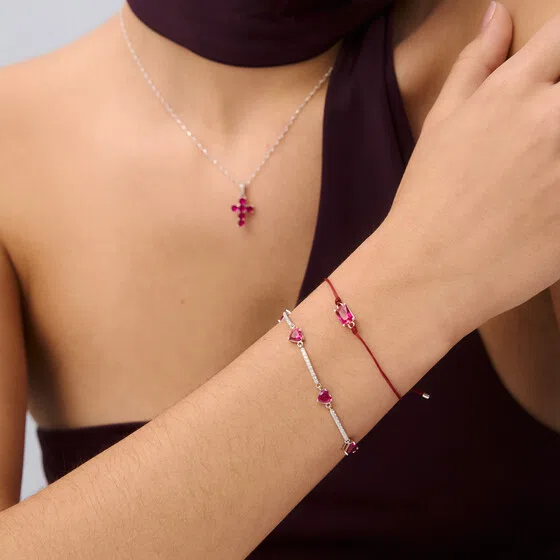 Браслет из серебра с фианитом в форме сердца PASSION RUBY FANCY of Brosway Poison Drop — модель 4e7h1p1