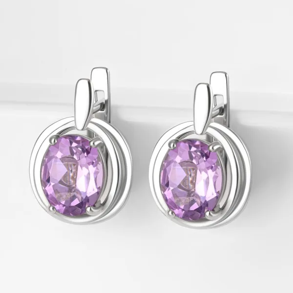 Серьги из серебра с аметистами — арт. 000-383318