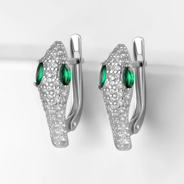 Серьги из серебра с фианитами — арт. 000-387606