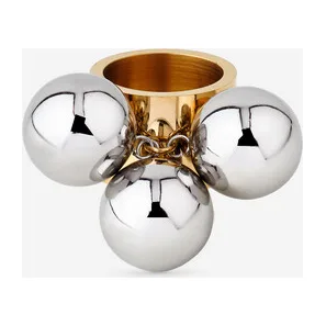 Золотистое кольцо из стали с тремя шарами trio balls — модель g9gc1wk
