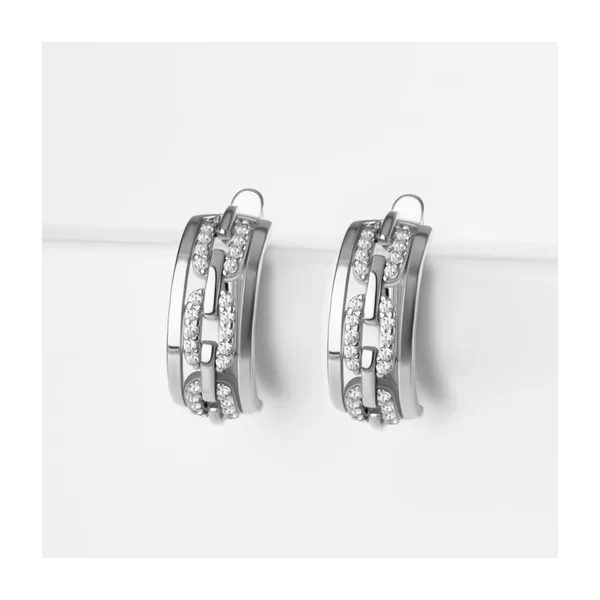 Серьги из серебра с фианитами — арт. 000-366241