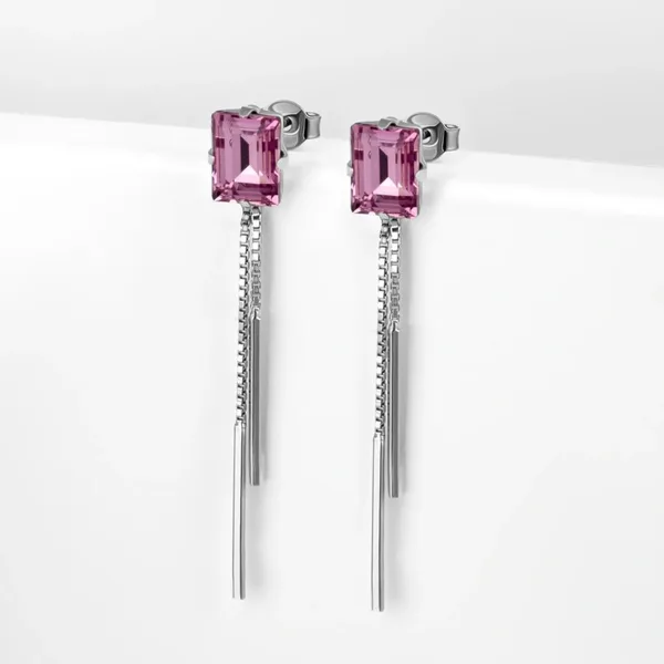 Серьги гвоздики из серебра с кристаллами Swarovski — арт. 000-390357