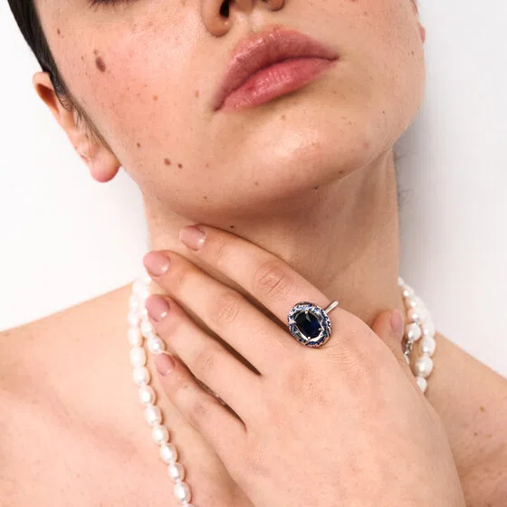 Серебристое кольцо Blue Cloud Blue Jay Poison Drop — модель h7f206e