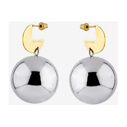 Биколорные серьги из стали Big Ball Bicolor TATI YORK Poison Drop — модель qkfxhr4 — фото 3