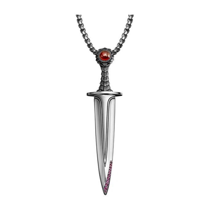 Подвеска Колье из серебра «Железный зуб» с гранатом Maximilian Silver Label Poison Drop — модель 1gaajf7