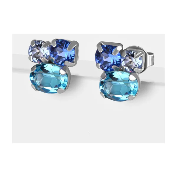 Серьги гвоздики из серебра с кристаллами Swarovski — арт. 000-390302