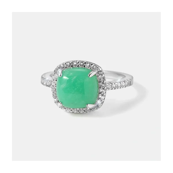 Серебряное кольцо с зеленым халцедоном — арт. 10322-003775