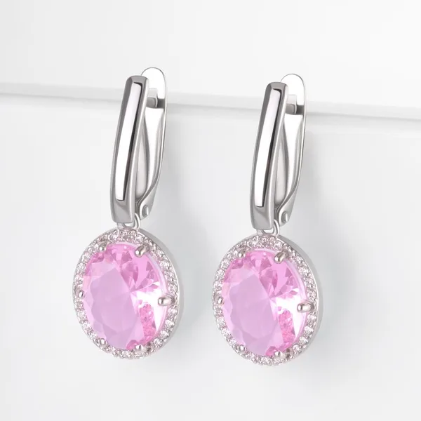 Серьги из серебра 925 пробы с синтетическими камнями и кварцем — арт. 000-381591
