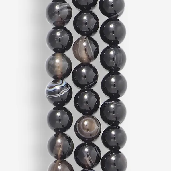 Бусины из чёрного агата (чёрного оникса), 46-49 шт. на н