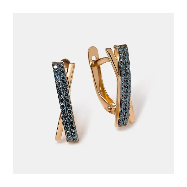 Серьги из золота с голубыми бриллиантами — арт. 10511-000473